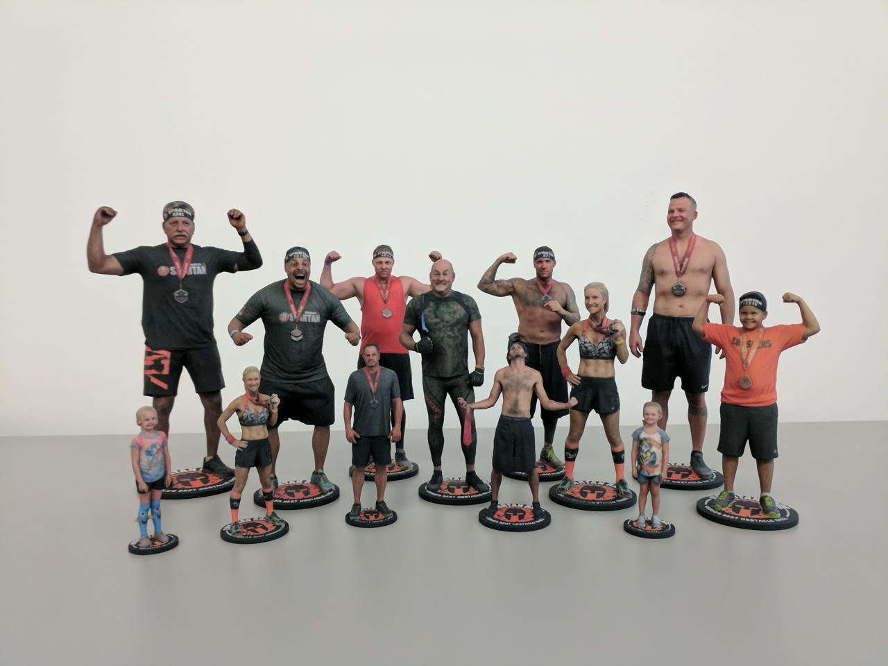 Collection of 3D scanned Spartan Race participant figurines
