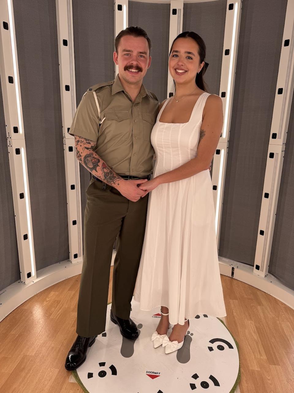 Bride and groom in the 360me scanning booth